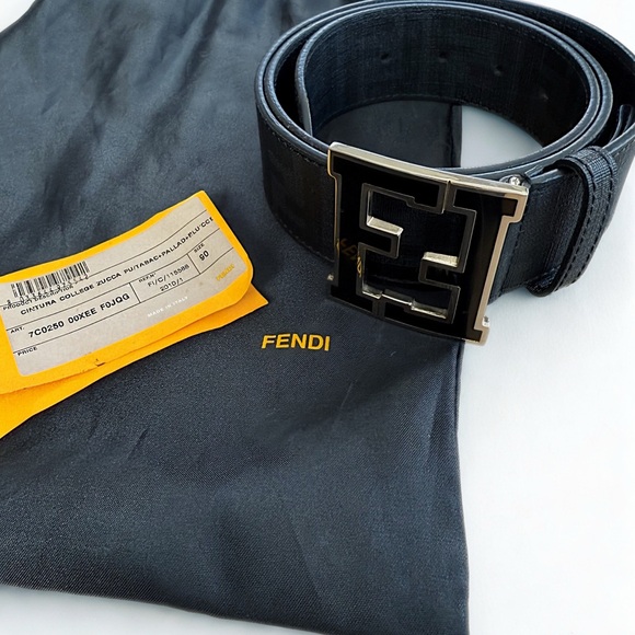 FENDI Certified Auth Zucca FF Buckle Belt - Size 90. W/ bag, orig tags, and COA - Picture 12 of 16